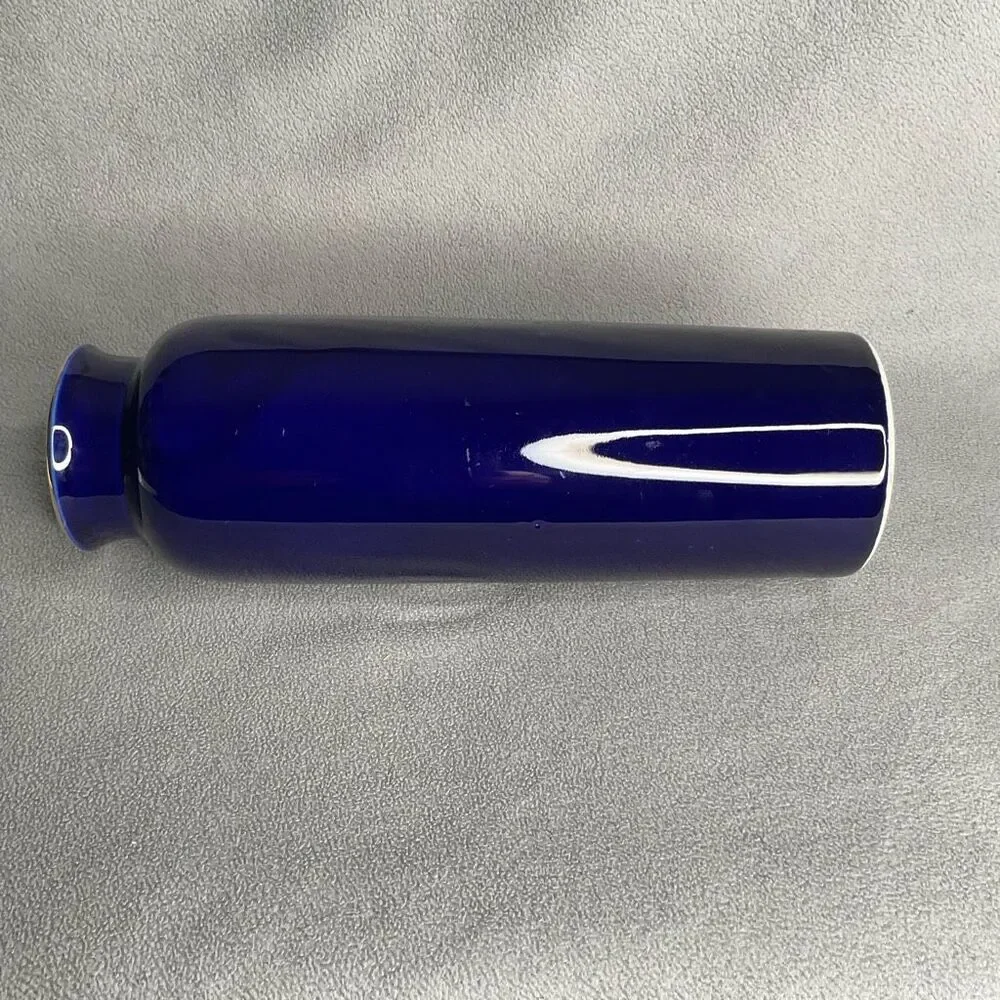 Vintage Interpur Cobalt Blue Peacock Oriental Vase 22KGoldTrim 10.5